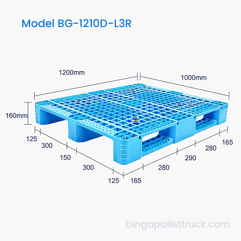 1200 x 1000 mm 3 bežec oceľová vystužená plastová paleta