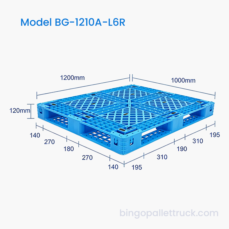 Plastová paleta 1200 x 1000 mm so šiestimi koľajnicami na logistické použitie