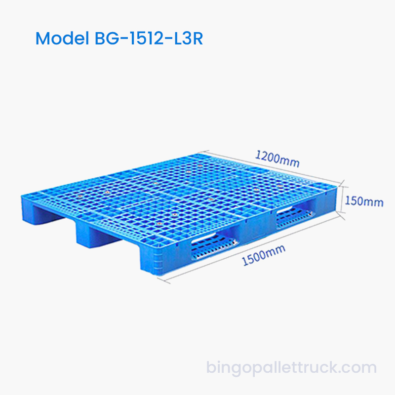 1500 × 1200 mm 3-chodová plastová paleta HDPE pre sklad a logistiku