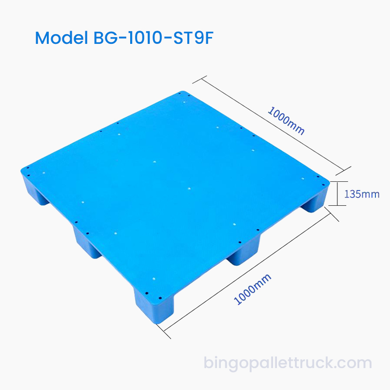 1000x1000 mm plochá 9-nohá HDPE plastová paleta