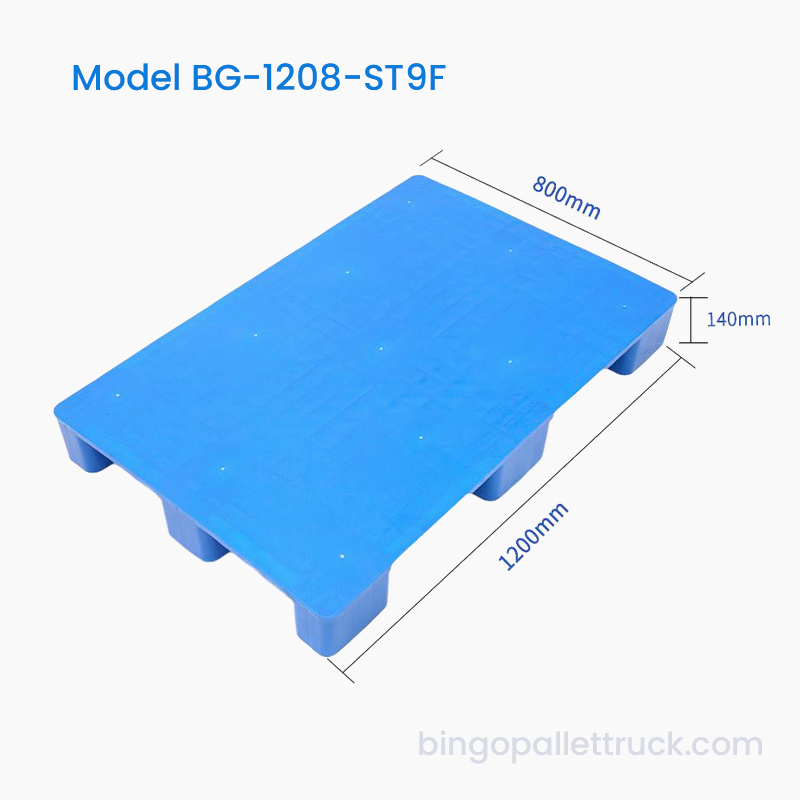 Recyklovateľná 1200 x 800 mm pevná plastová paleta s 9 nohami pre logistiku