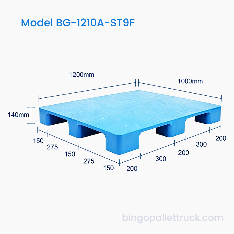 Odolná plastová paleta s pevnými hornými 9 nohami 1200 x 1000 mm na časté odosielanie