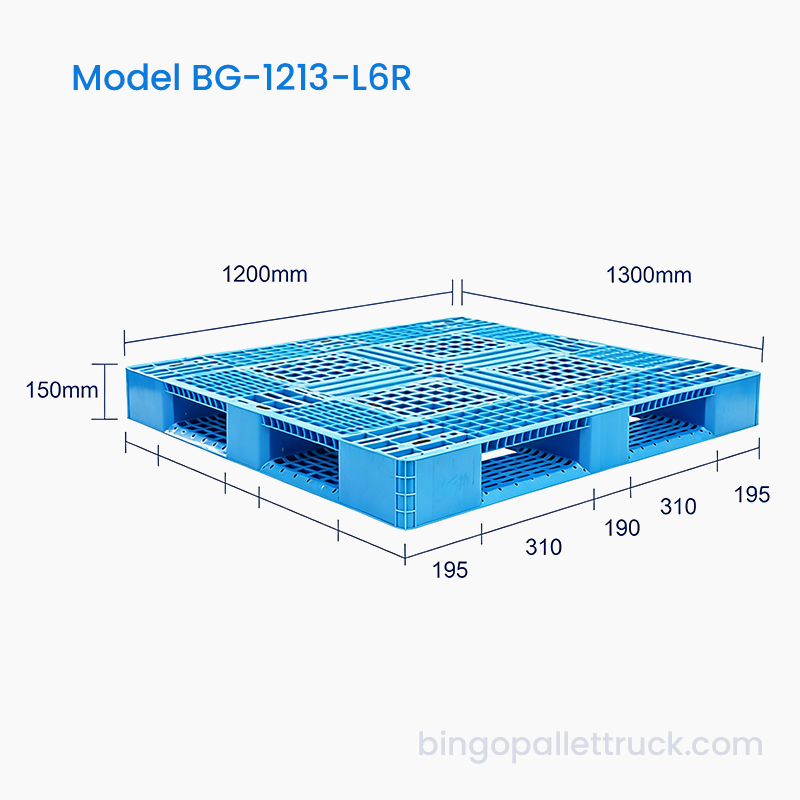 Ľahká plastová paleta so šiestimi bežcami s rozmermi 1200 x 1300 mm