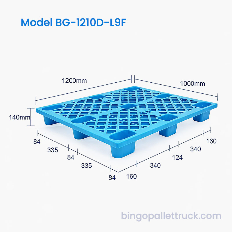Plastová paleta 1200 x 1000 mm s protišmykovým mriežkovým povrchom pre logistiku
